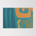 Mid Century Modern Abstract Kwaito Pattern in Moroccan Teal Orange Olive Rug Gallery Image 2