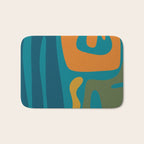 Mid Century Modern Abstract Kwaito Pattern in Moroccan Teal Orange Olive Bath Mat Gallery Image 1