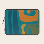 Mid Century Modern Abstract Kwaito Pattern in Moroccan Teal Orange Olive Laptop Sleeve Gallery Image 1
