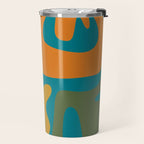 Mid Century Modern Abstract Kwaito Pattern in Moroccan Teal Orange Olive Travel Mug Gallery Image 2