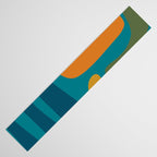 Mid Century Modern Abstract Kwaito Pattern in Moroccan Teal Orange Olive Table Runner Gallery Image 3