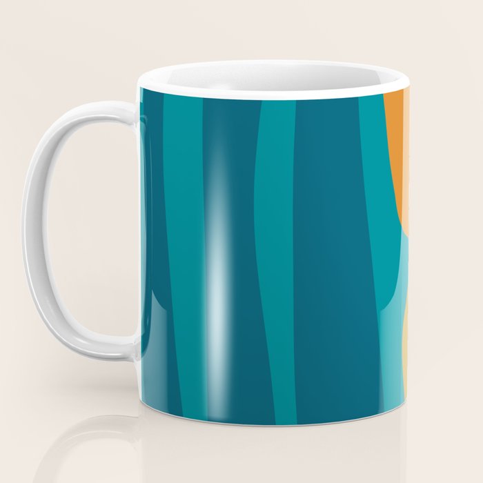 Mid Century Modern Abstract Kwaito Pattern in Moroccan Teal Orange Olive Coffee Mug Gallery Image 3