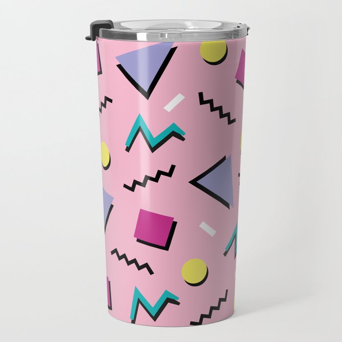 Memphis pattern 75 - 80s / 90s Retro Travel Mug Gallery Image 3