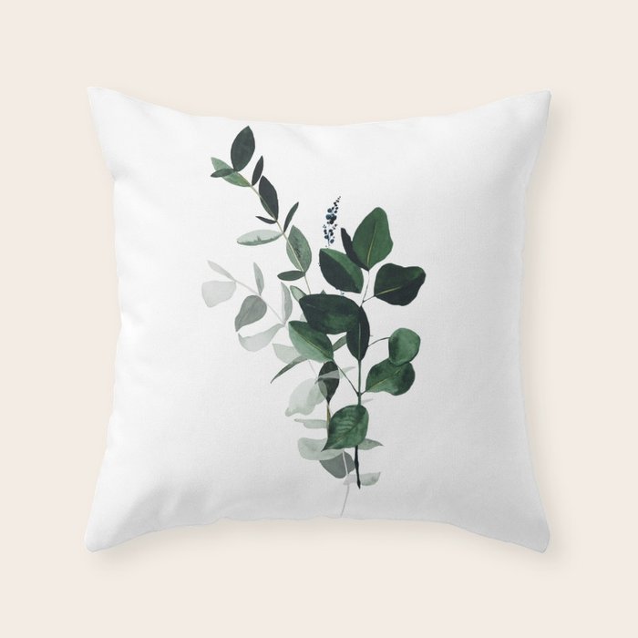 Botany Leaves ~Watercolor Throw Pillow Gallery Image 6