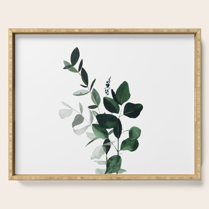 Botany Leaves ~Watercolor Serving Tray Gallery Image 1