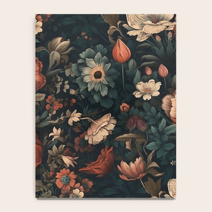 Vintage Aesthetic Beautiful Flowers, Nature Art, Dark Cottagecore Plant Collage - Flower Notebook Gallery Image 4