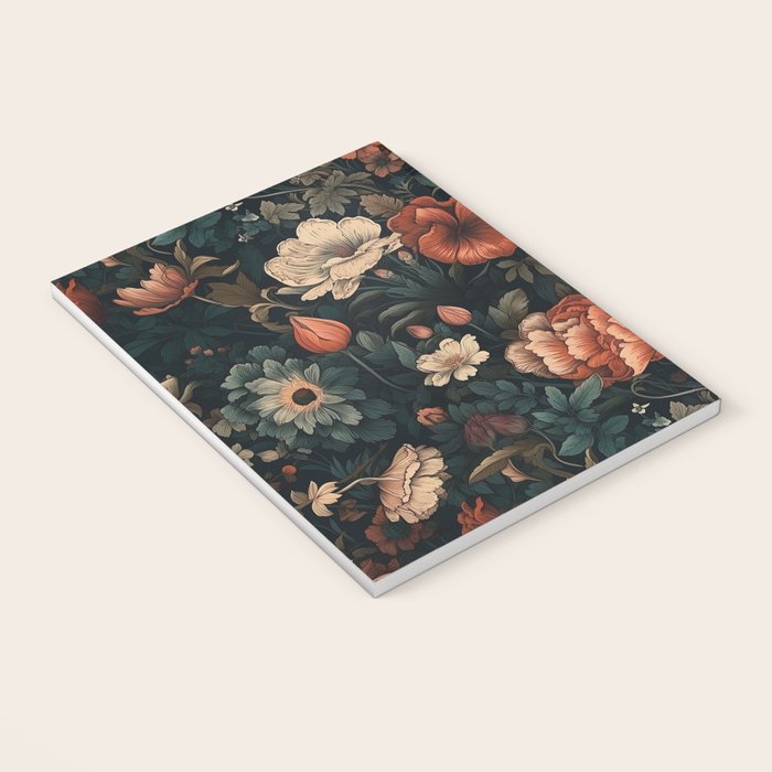 Vintage Aesthetic Beautiful Flowers, Nature Art, Dark Cottagecore Plant Collage - Flower Notebook Gallery Image 3