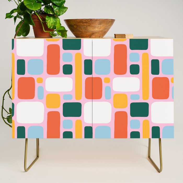 Colorful abstract geometric shape pattern Credenza Gallery Image 1