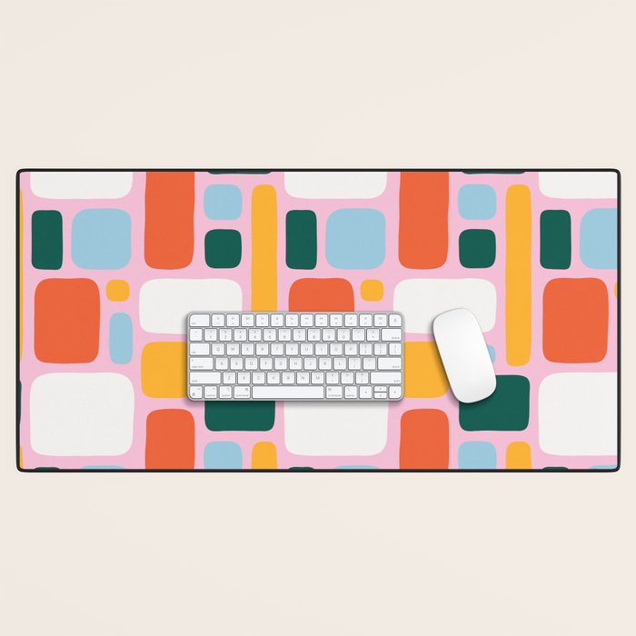Colorful abstract geometric shape pattern Desk Mat Gallery Image 1