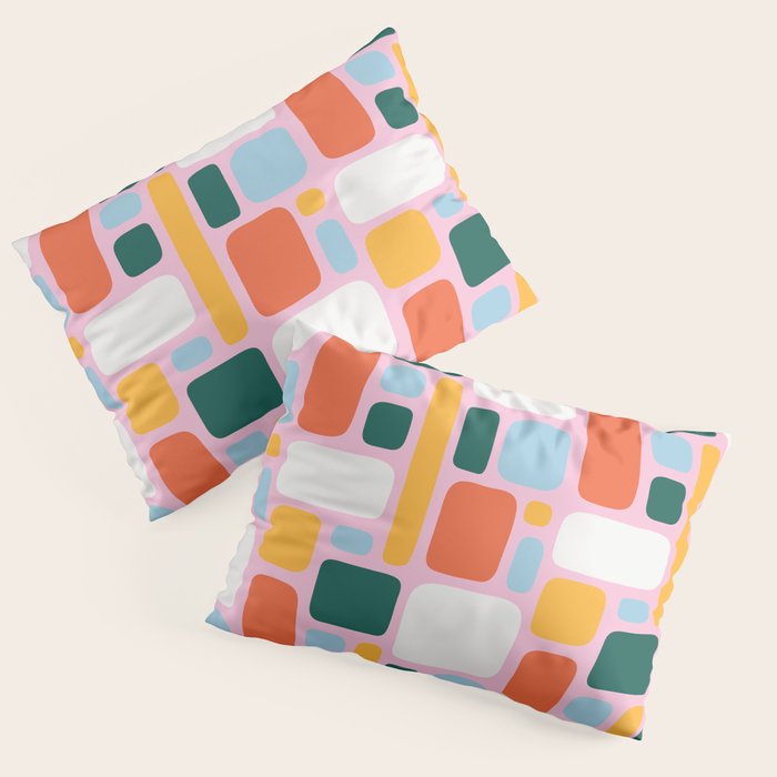 Colorful abstract geometric shape pattern Pillow Sham Gallery Image 3