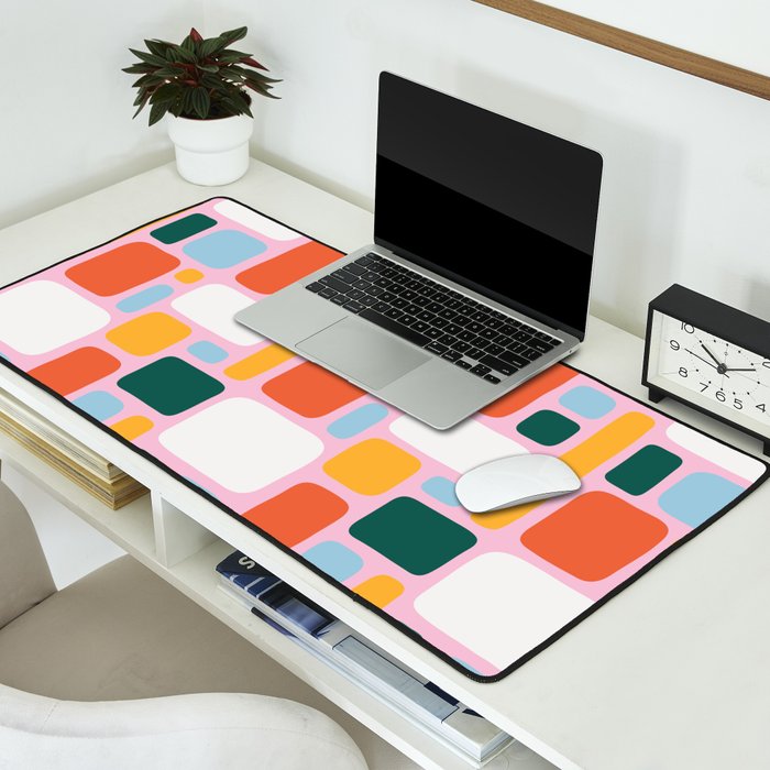 Colorful abstract geometric shape pattern Desk Mat Gallery Image 2