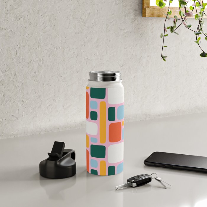 Colorful abstract geometric shape pattern Water Bottle Gallery Image 4