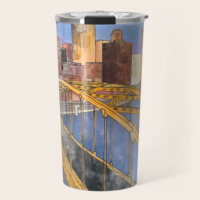 Pittsburgh Fort Pitt and Downtown Travel Mug Gallery Image 1
