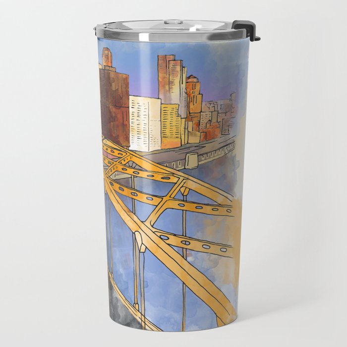 Pittsburgh Fort Pitt and Downtown Travel Mug Gallery Image 2