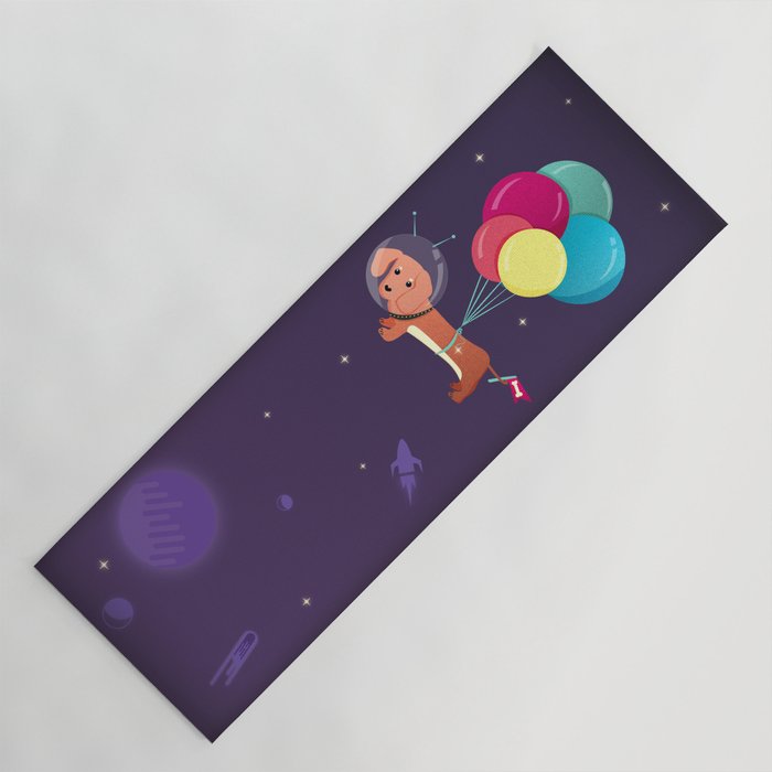 Galaxy Dog with balloons Yoga Mat Gallery Image 1