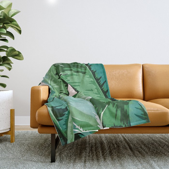 Banana leaf grandeur II Throw Blanket Gallery Image 1