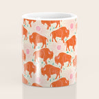 Bison - tomato red, pink, and teal, on cream Coffee Mug Gallery Image 4
