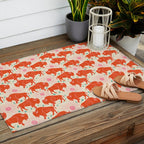 Bison - tomato red, pink, and teal, on cream Outdoor Rug Gallery Image 2