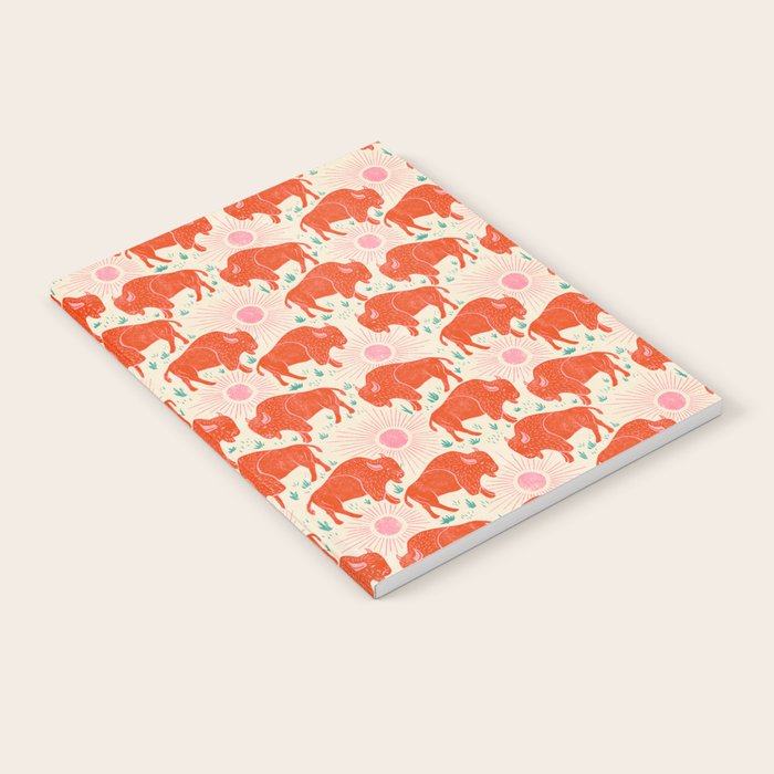Bison - tomato red, pink, and teal, on cream Notebook Gallery Image 2