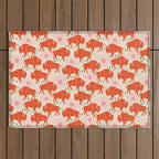 Bison - tomato red, pink, and teal, on cream Outdoor Rug Gallery Image 1