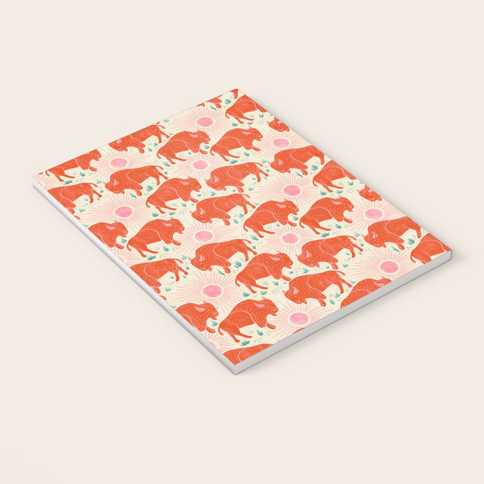Bison - tomato red, pink, and teal, on cream Notebook Gallery Image 3