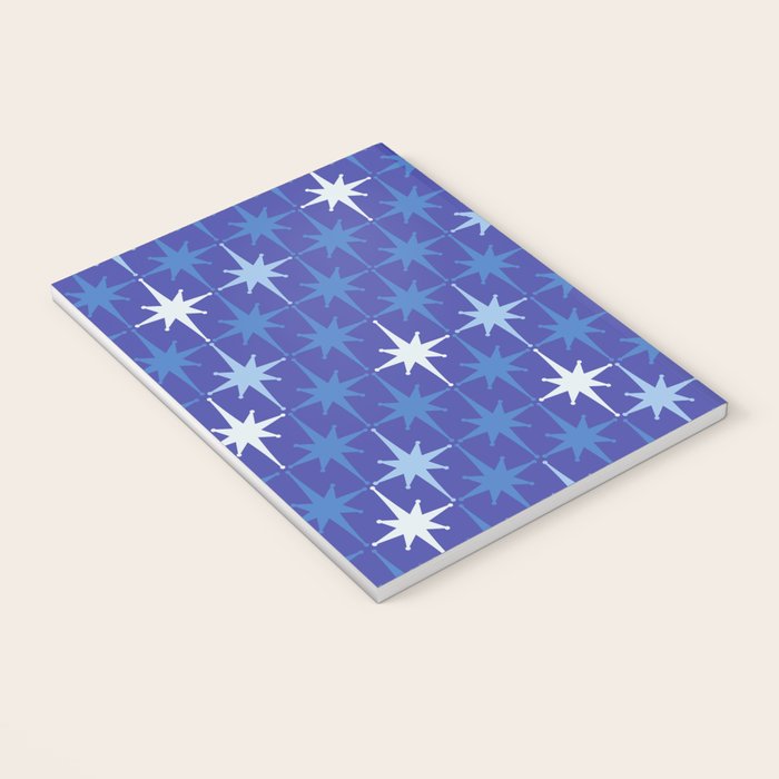 Blue Mid Century Modern Atomic Age Starburst Pattern Notebook Gallery Image 3