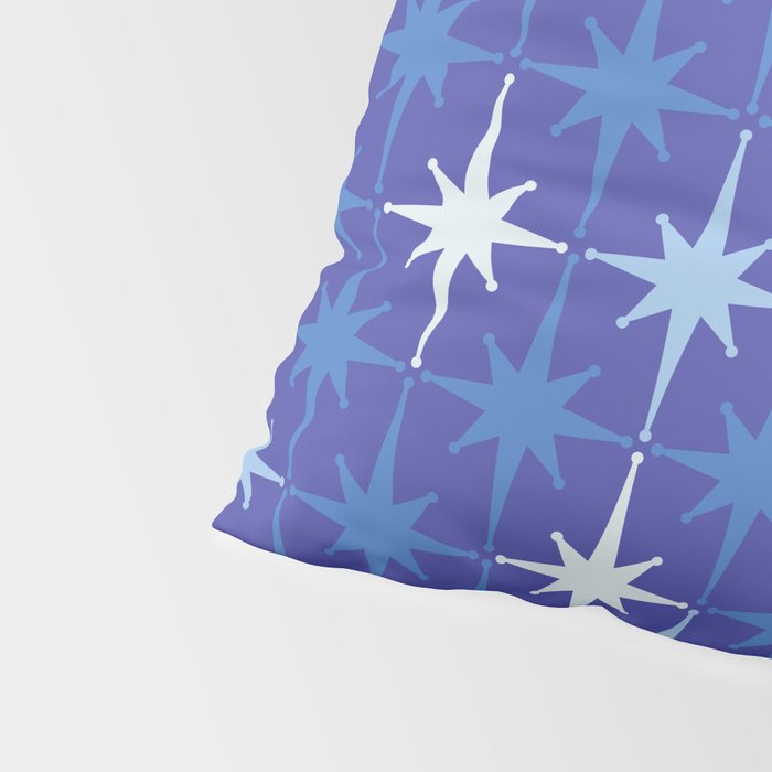 Blue Mid Century Modern Atomic Age Starburst Pattern Pillow Sham Gallery Image 4
