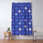 Blue Mid Century Modern Atomic Age Starburst Pattern Window Curtain Gallery Image 5