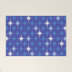 Blue Mid Century Modern Atomic Age Starburst Pattern Welcome Mat Gallery Image 1