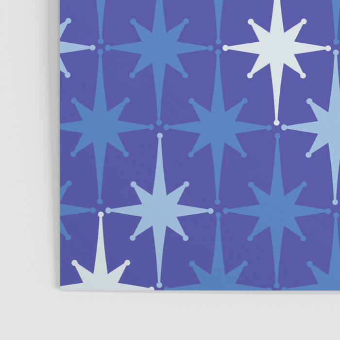 Blue Mid Century Modern Atomic Age Starburst Pattern Poster Gallery Image 3