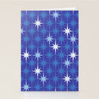 Blue Mid Century Modern Atomic Age Starburst Pattern Stationery Card Gallery Image 2