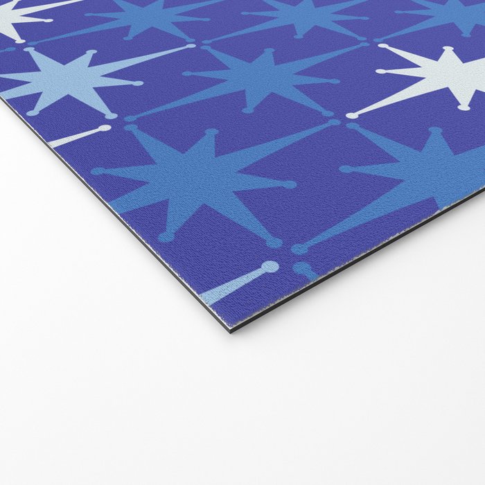 Blue Mid Century Modern Atomic Age Starburst Pattern Welcome Mat Gallery Image 2