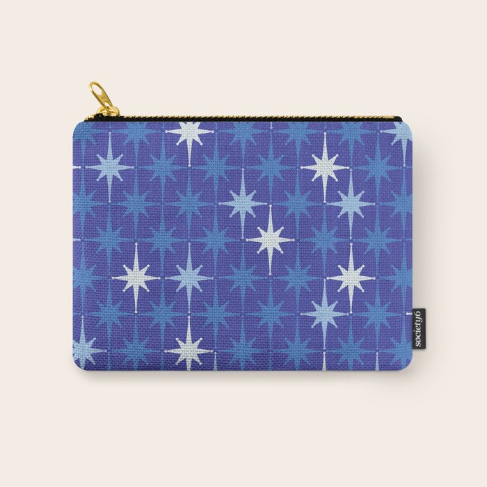 Blue Mid Century Modern Atomic Age Starburst Pattern Carry All Pouch Gallery Image 1