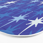 Blue Mid Century Modern Atomic Age Starburst Pattern Bath Mat Gallery Image 3
