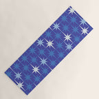 Blue Mid Century Modern Atomic Age Starburst Pattern Yoga Mat Gallery Image 1
