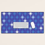 Blue Mid Century Modern Atomic Age Starburst Pattern Desk Mat Gallery Image 1
