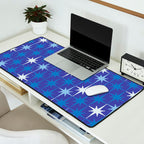 Blue Mid Century Modern Atomic Age Starburst Pattern Desk Mat Gallery Image 2