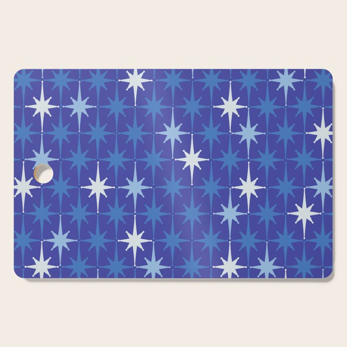 Blue Mid Century Modern Atomic Age Starburst Pattern Cutting Board Gallery Image 1