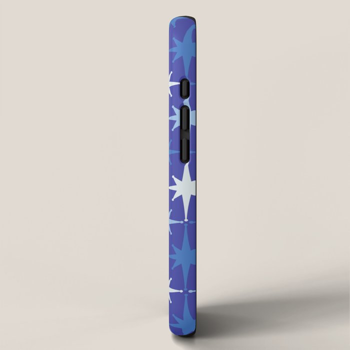 Blue Mid Century Modern Atomic Age Starburst Pattern iPhone Case Gallery Image 2