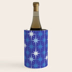 Blue Mid Century Modern Atomic Age Starburst Pattern Wine Chiller Gallery Image 3