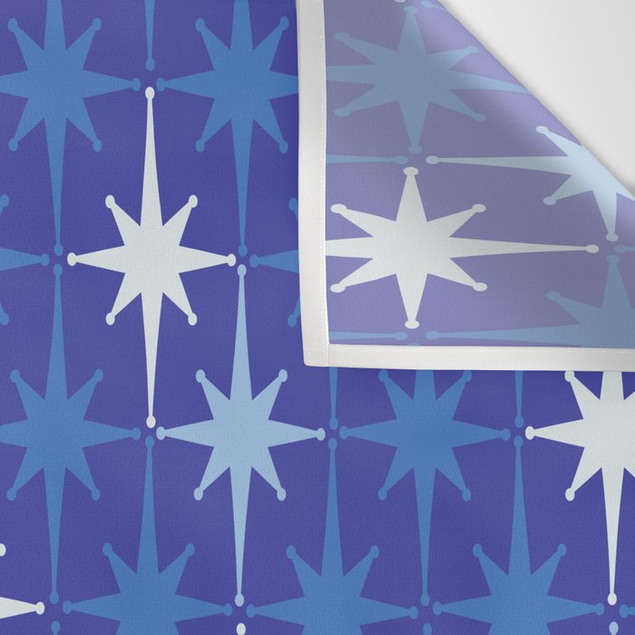 Blue Mid Century Modern Atomic Age Starburst Pattern Wall Tapestry Gallery Image 3
