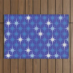 Blue Mid Century Modern Atomic Age Starburst Pattern Outdoor Rug Gallery Image 1