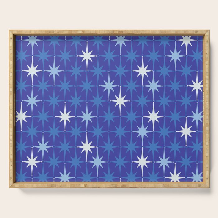 Blue Mid Century Modern Atomic Age Starburst Pattern Serving Tray Gallery Image 1