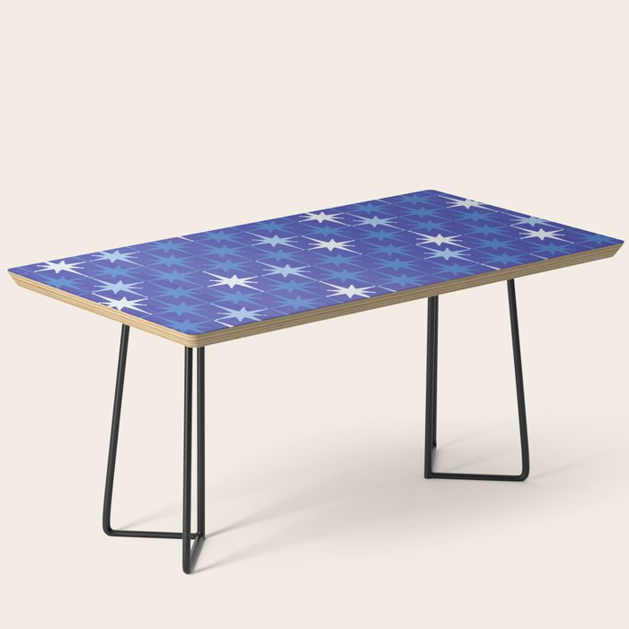 Blue Mid Century Modern Atomic Age Starburst Pattern Coffee Table Gallery Image 1