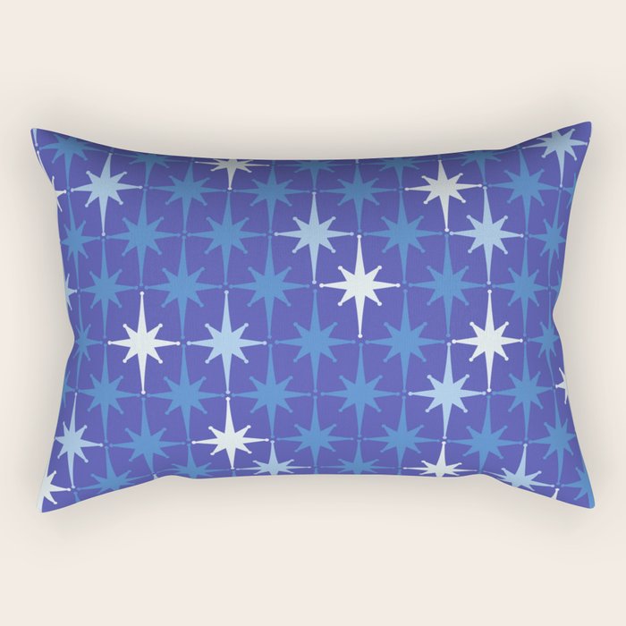 Blue Mid Century Modern Atomic Age Starburst Pattern Rectangular Pillow Gallery Image 2