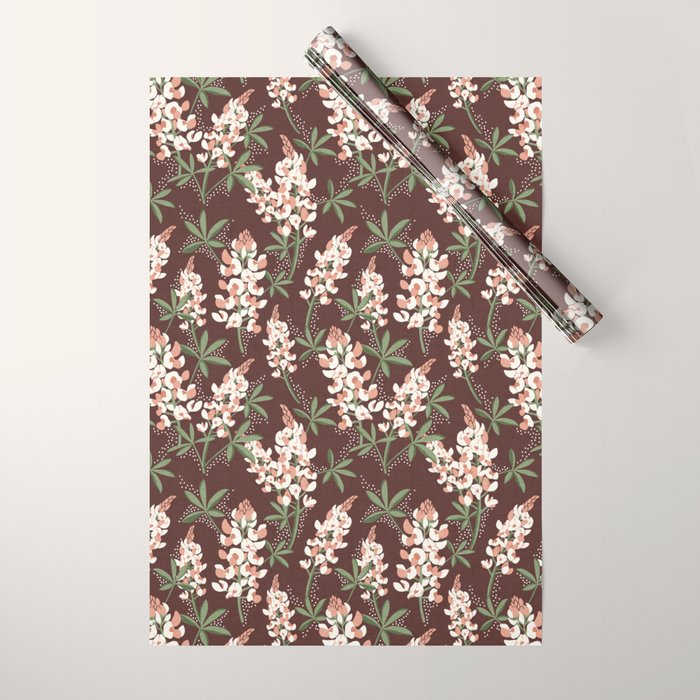 Bluebonnet Floral Brown Peach Multi Wrapping Paper Gallery Image 1