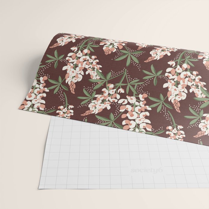 Bluebonnet Floral Brown Peach Multi Wrapping Paper Gallery Image 2