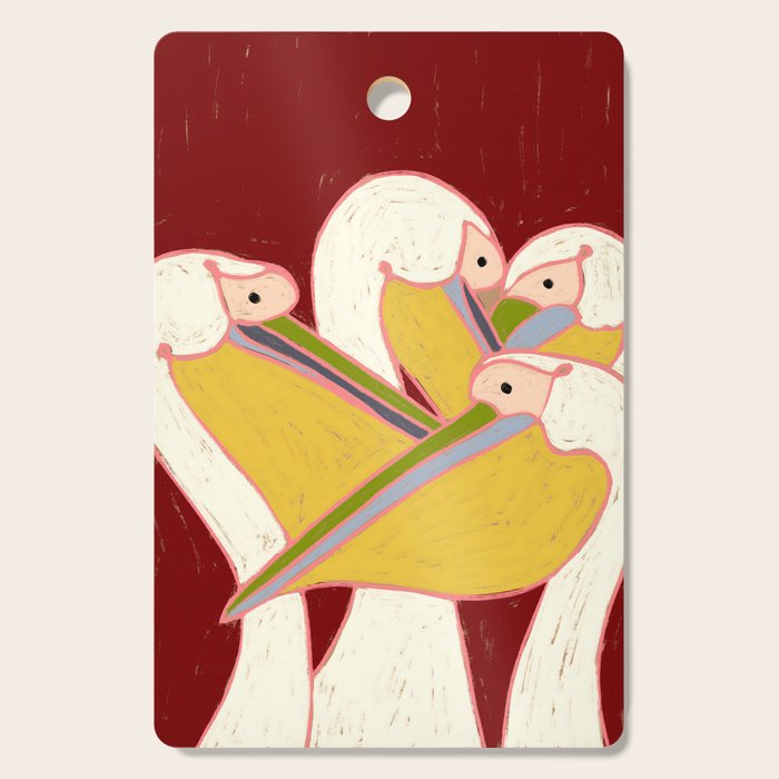 Pelicans of the Burgundy Sky Cutting Board Gallery Image 1