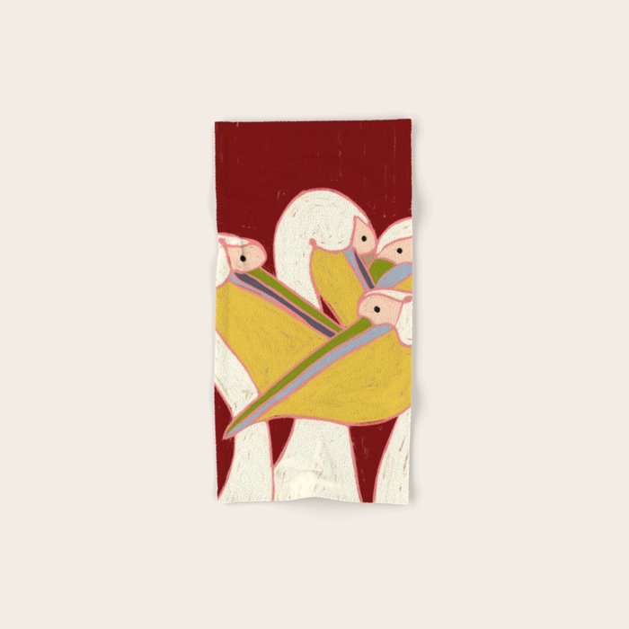 Pelicans of the Burgundy Sky Bath Towel Gallery Image 1