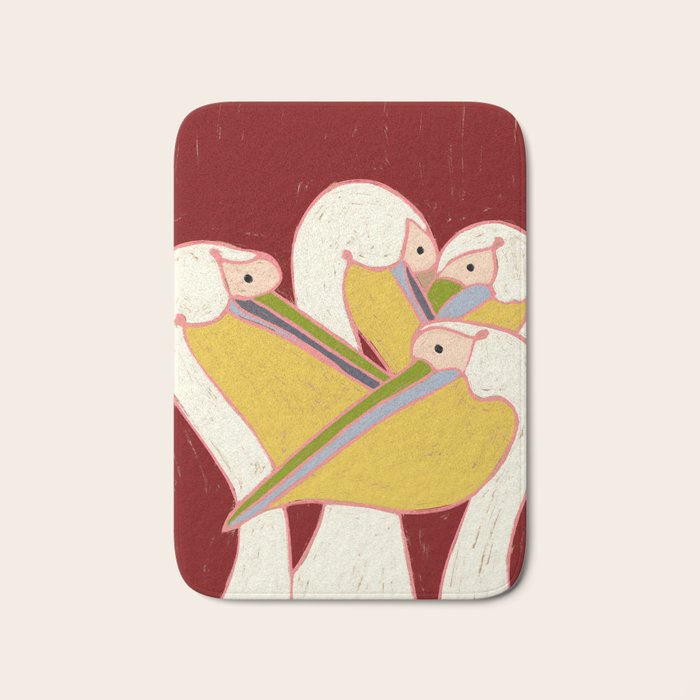 Pelicans of the Burgundy Sky Bath Mat Gallery Image 1